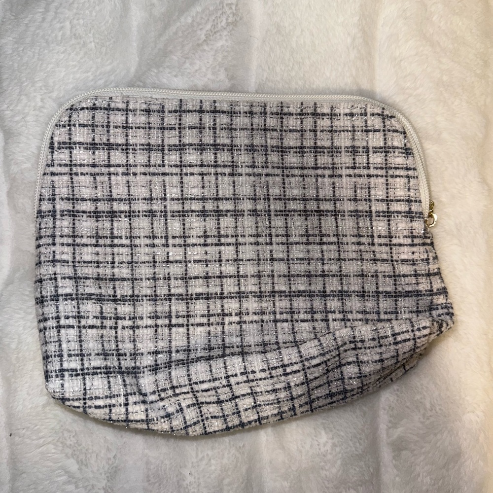 Plaid Black and White Makeup Bag